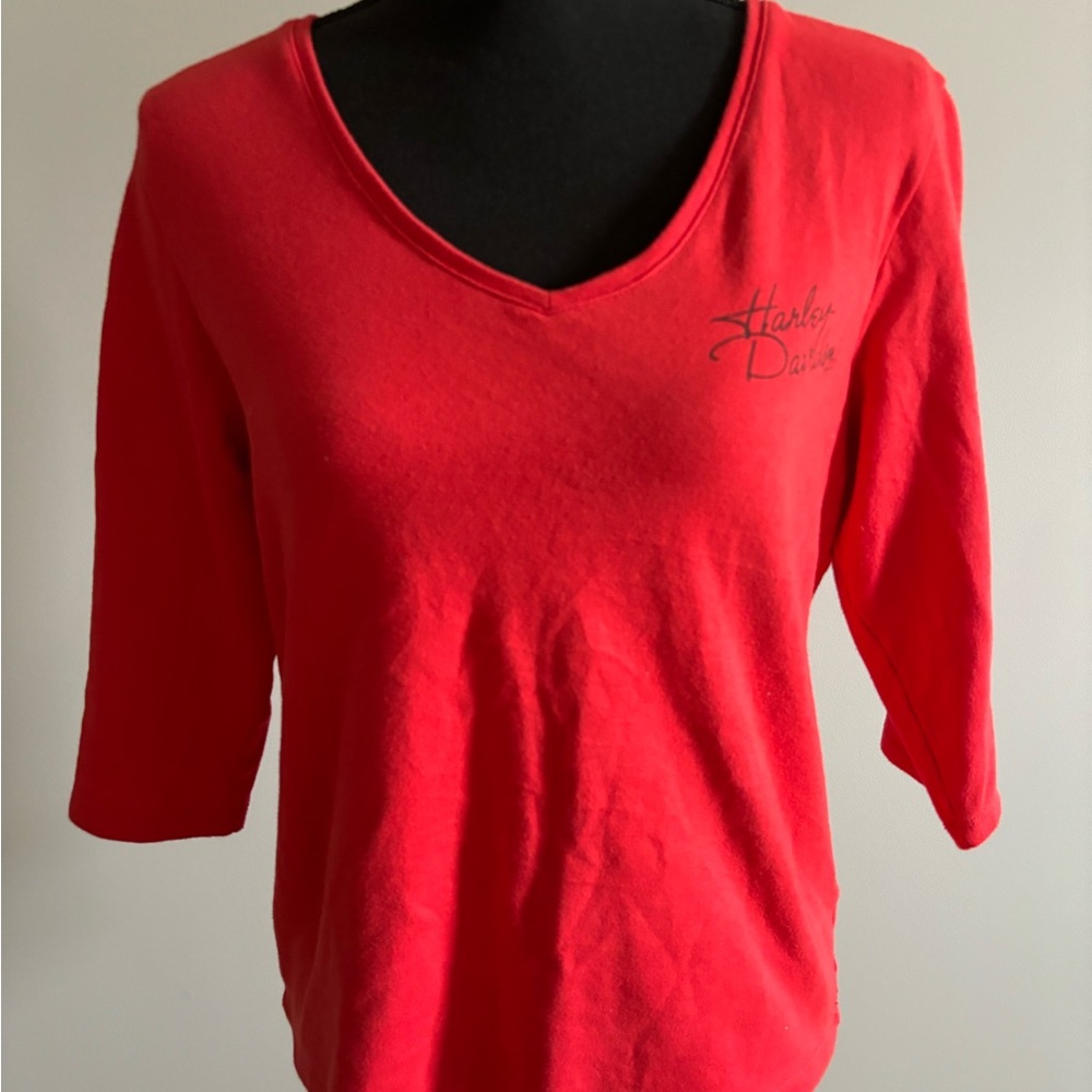 Harley-Davidson Women's Red V-Neck Top